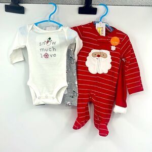 Just One You by CARTERS (2) Outfit Bundle Sz‎ Newborn Santa Sleeper/Snowman 2pc